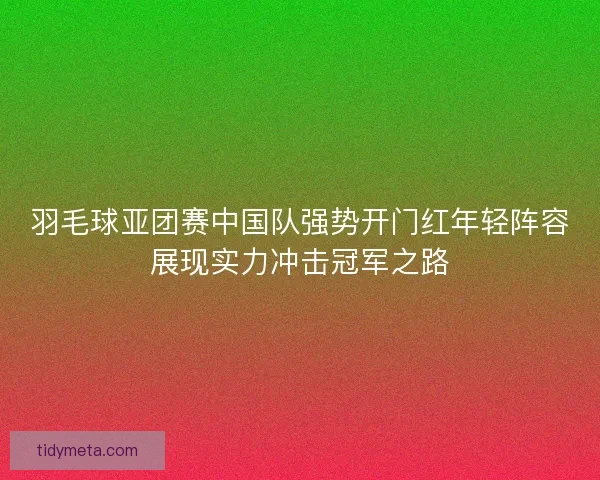 羽毛球亚团赛中国队强势开门红年轻阵容展现实力冲击冠军之路