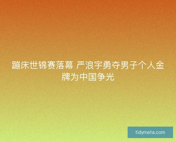 蹦床世锦赛落幕 严浪宇勇夺男子个人金牌为中国争光