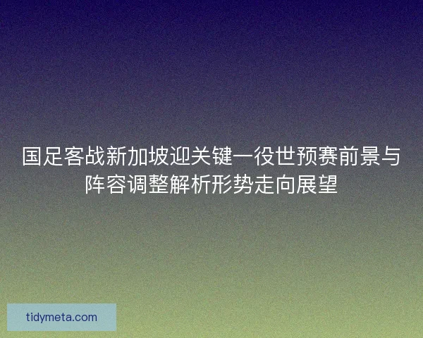 国足客战新加坡迎关键一役世预赛前景与阵容调整解析形势走向展望 国足客战新加坡迎关键一役世预赛前景与阵容调整解析形势走向展望