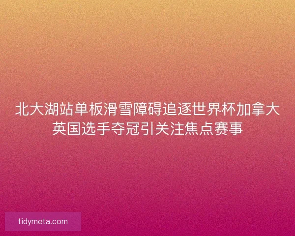 北大湖站单板滑雪障碍追逐世界杯加拿大英国选手夺冠引关注焦点赛事