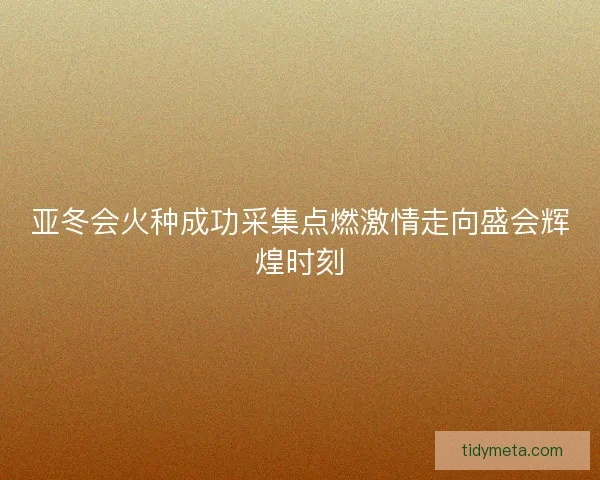 亚冬会火种成功采集点燃激情走向盛会辉煌时刻 亚冬会火种成功采集点燃激情走向盛会辉煌时刻
