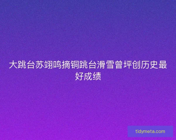 大跳台苏翊鸣摘铜跳台滑雪曾坪创历史最好成绩