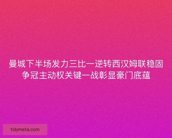 曼城下半场发力三比一逆转西汉姆联稳固争冠主动权关键一战彰显豪门底蕴 曼城下半场发力三比一逆转西汉姆联稳固争冠主动权关键一战彰显豪门底蕴